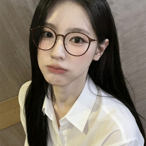 王楚然同款眼镜框女茶色