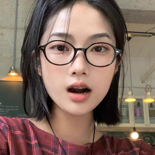 韩系时髦书呆子眼镜女秋冬豹纹素颜神器可配近视度数素颜平光镜