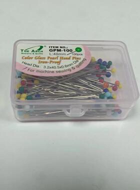 40mm机缝用彩色玻璃珠针 定位针 100根/盒 GPM-100