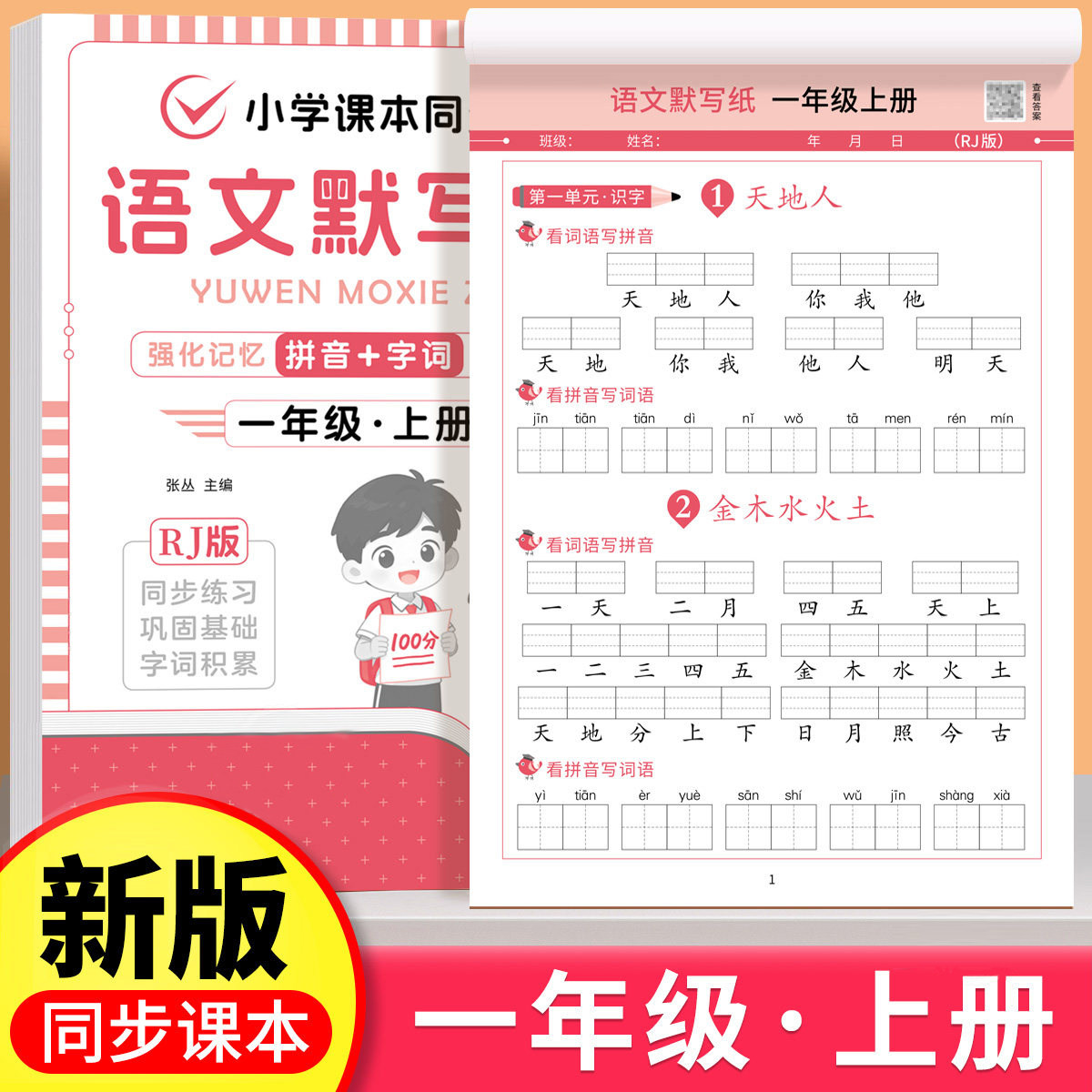 小学语文默写纸一年级二三年级上册下册生字人教版课本同步看拼音写词语专项训练字帖儿童字词积累每日一练