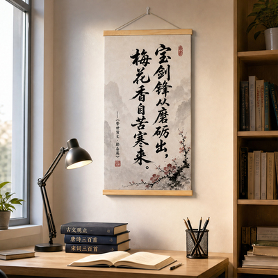 新中式字画宝剑锋从磨砺出挂画学生宿舍卧室装饰画高考激励装饰画