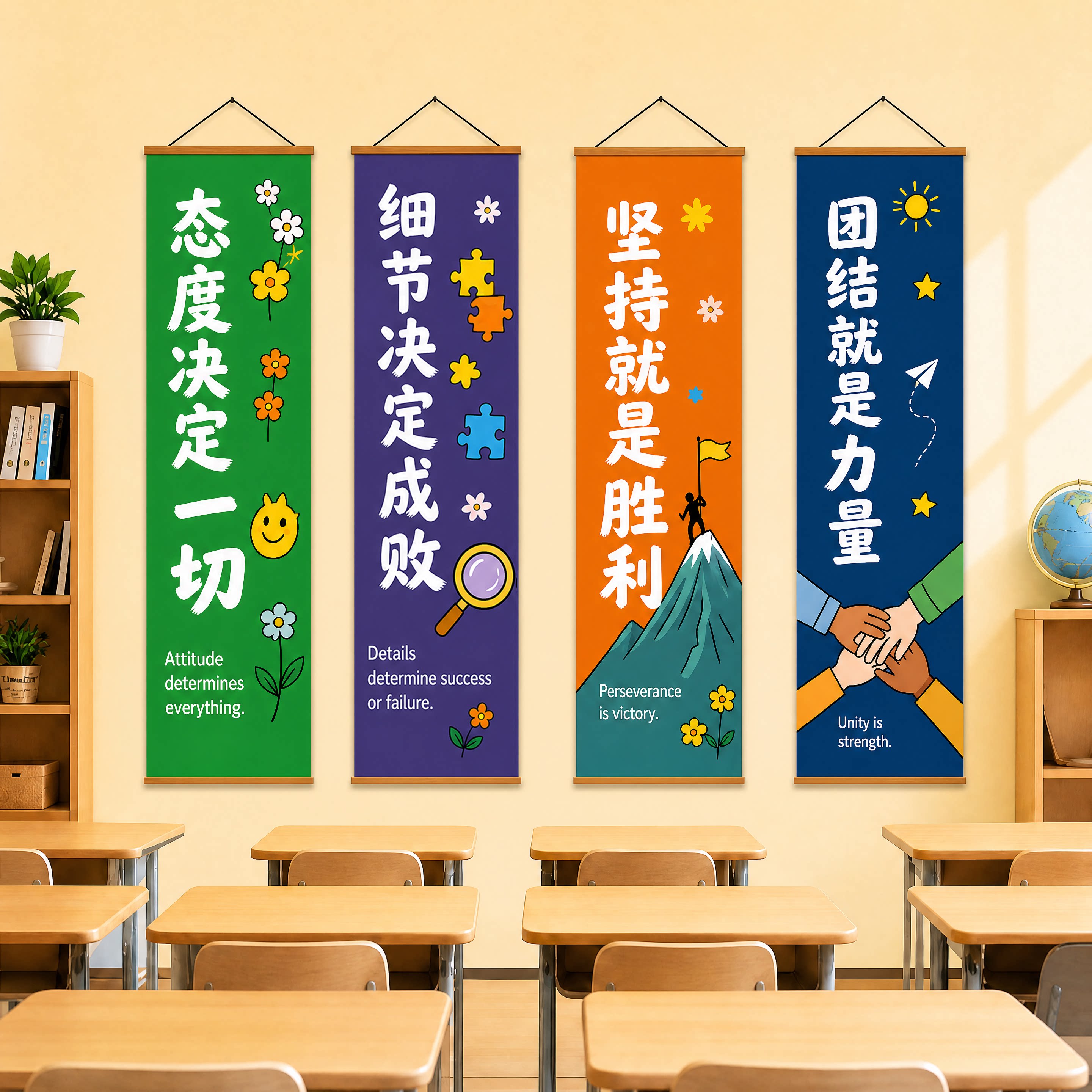 教室励志挂画中小学班级文化墙标语学生自习室墙面装饰条幅