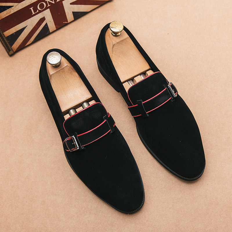 尖头皮鞋男韩版潮流发型师磨砂男鞋英伦布洛克夜店个性时尚增高鞋