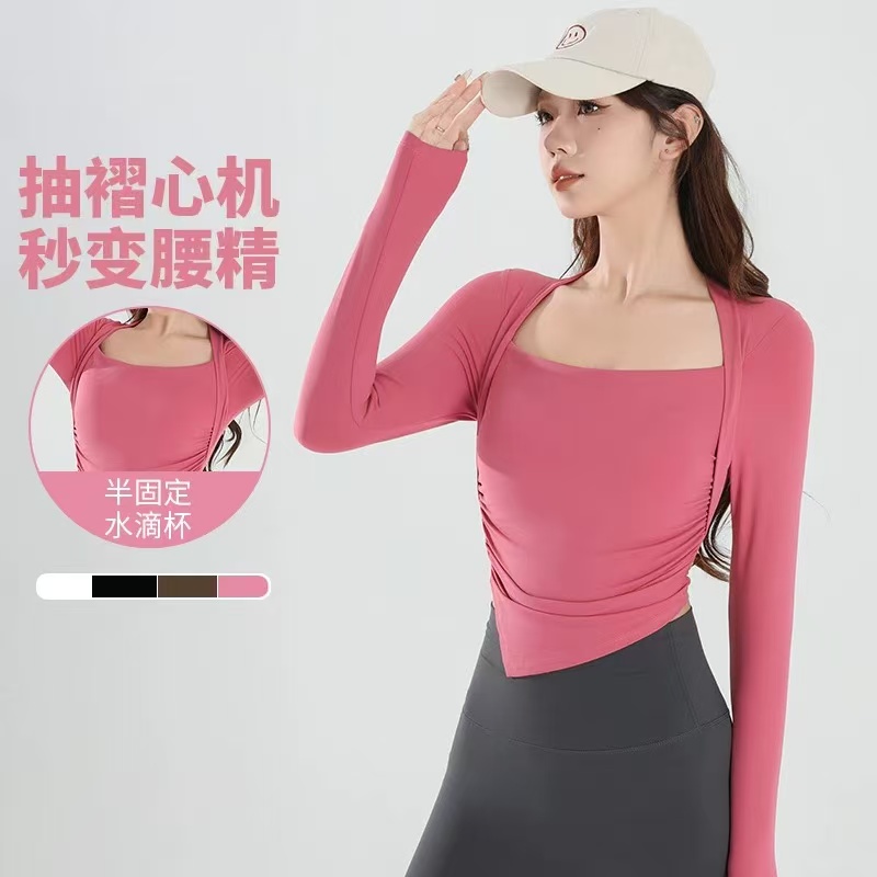 瑜伽服女秋冬假两件带胸垫运动