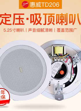 Hivi/惠威 TD206公共广播定压吸顶喇叭嵌入式吊顶音箱功放套装