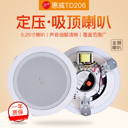 Hivi/惠威 TD206公共广播定压吸顶喇叭嵌入式吊顶音箱功放套装