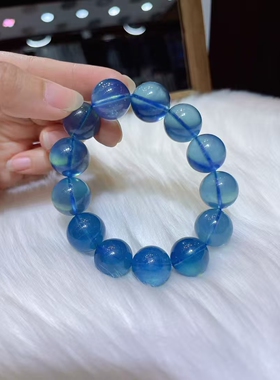 天然高冰高透玻璃体魔鬼蓝手链