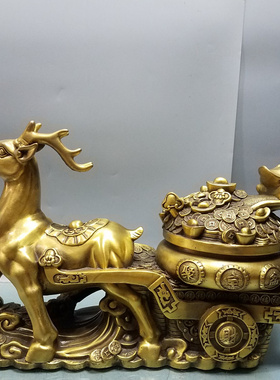 纯铜梅花鹿摆件一对铜鹿福禄一路生财发财工艺品家居客厅公司摆设