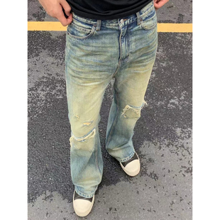 24Flared 弯月微喇裤做旧复古男裤泥染Dirtyfit【区别517】牛仔裤