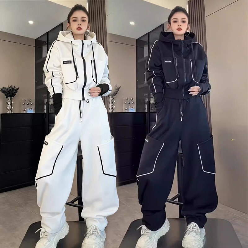2026春秋连帽卫衣阔腿裤套装女