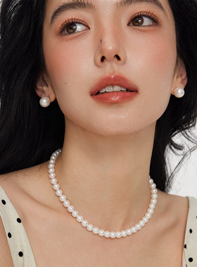 newmoon/金月拂雪/正圆贝珠项链