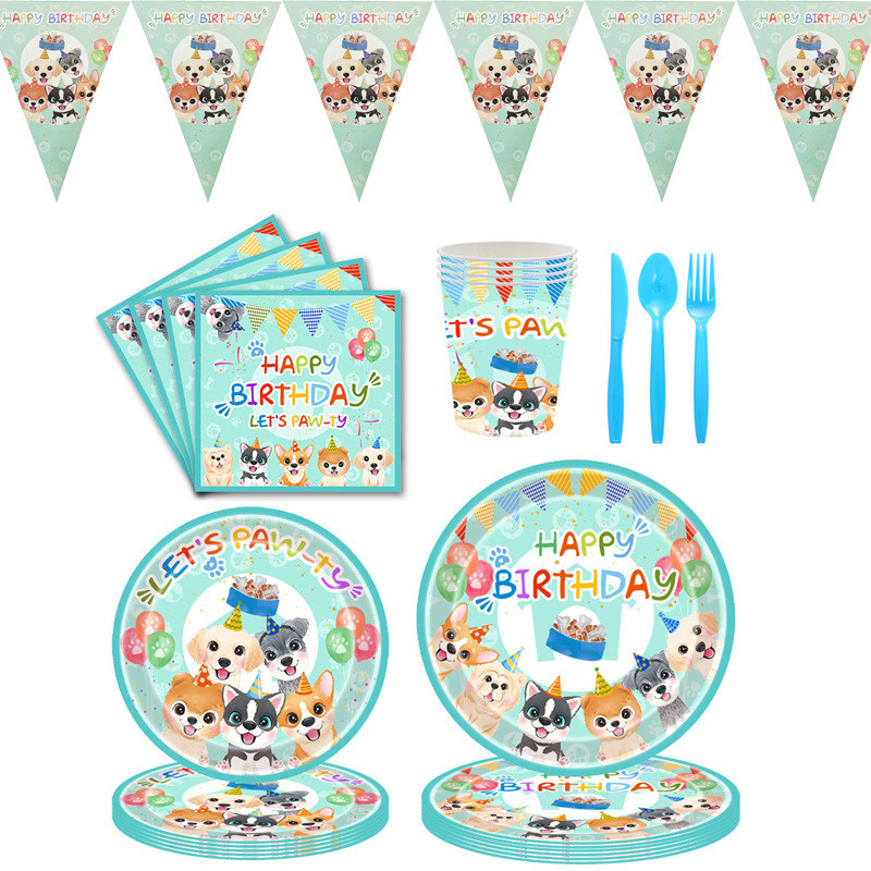 蓝色狗狗主题生日派对装饰一次性蛋糕纸盘子可爱卡通拉旗气氛布置,餐饮具,可降解餐具/环保餐具,淘宝优惠券,粉丝福利购,淘宝优惠卷