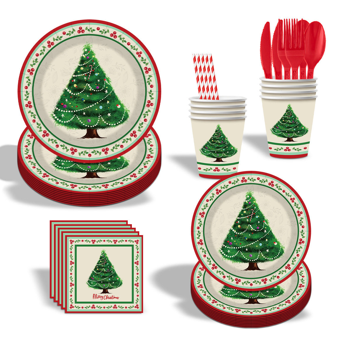 圣诞节快乐派对圣诞树主题一次性纸盘餐具纸巾纸杯套装装饰品布置,节庆用品/礼品,节日装扮用品,淘宝优惠券,粉丝福利购,淘宝优惠卷