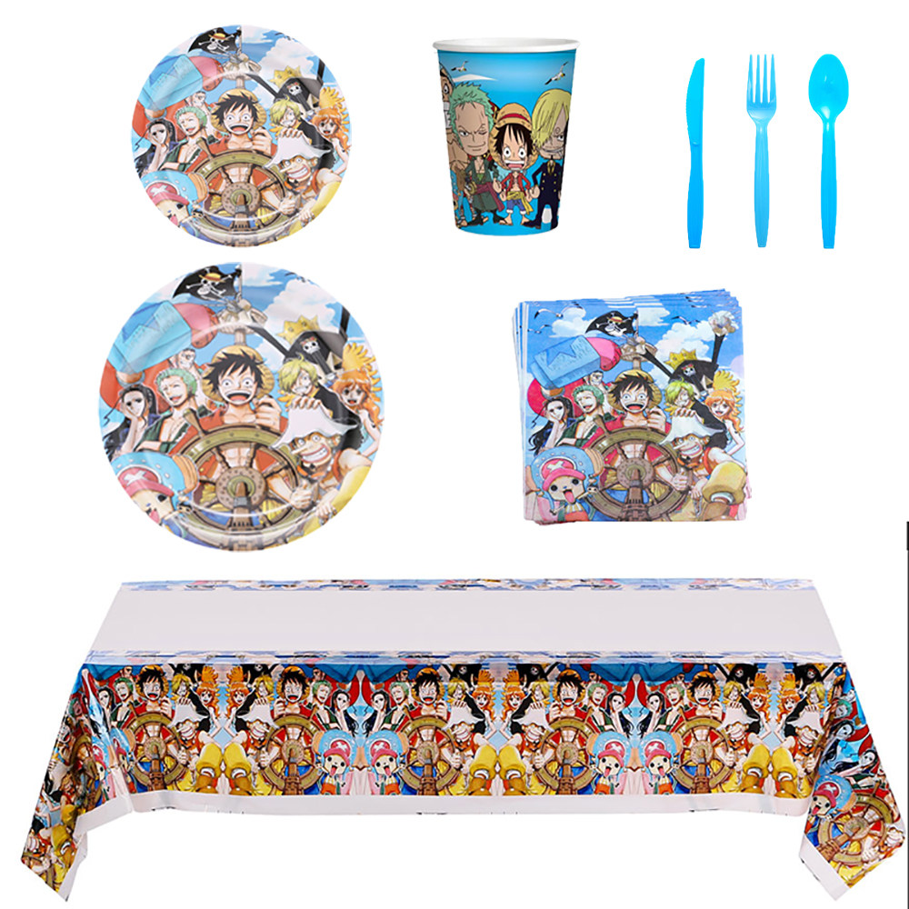 海贼王路飞儿童生日蛋糕派对纸盘纸杯桌布纸巾一次性餐具装饰布置