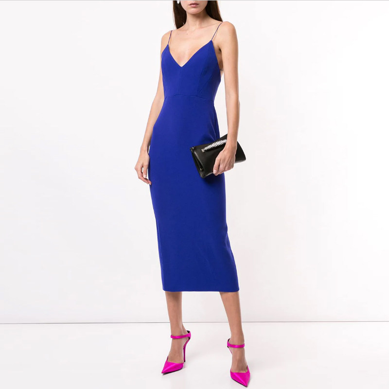 晚礼服吊带中长裙2026新款简单大方宴会小礼服气质个性女装连衣裙