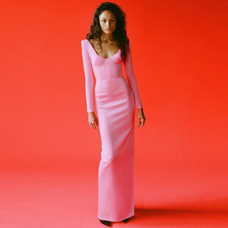 宴会晚礼服女2025新款高端大气低胸生日派对主持人年会连衣裙长款