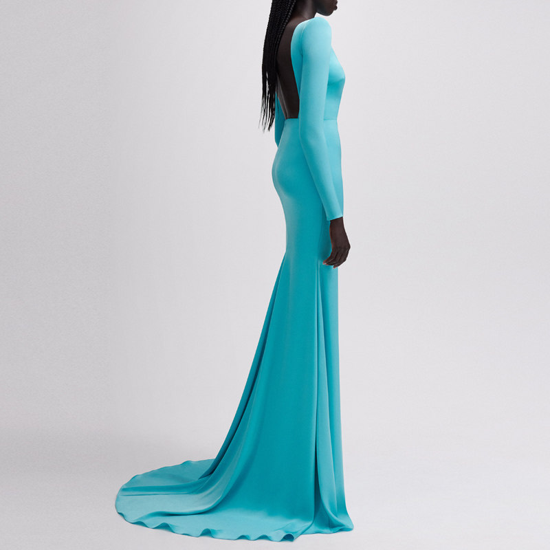 时尚质感露背晚礼服女2025新款小拖尾鱼尾年会连衣裙高级感宴会装