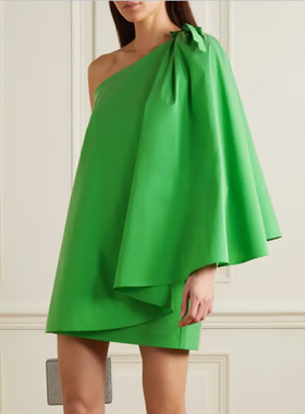 晚礼服绿色短裙气质简约时尚派对主持宴会年会小礼服连衣裙生日女