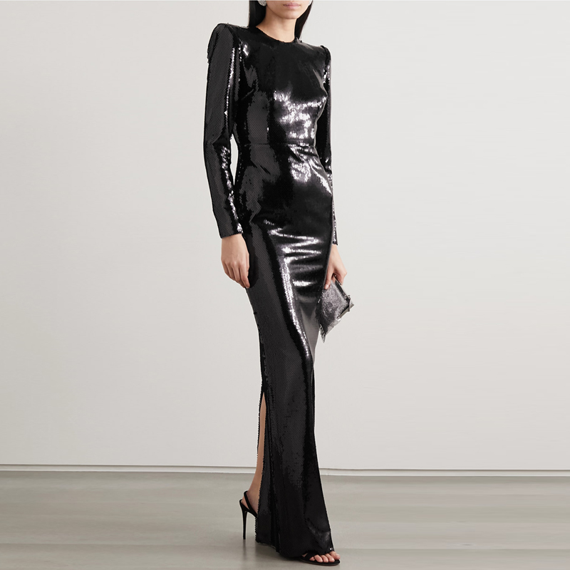 亮片长裙新款气场女王风晚礼服