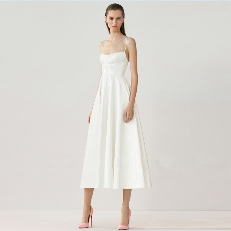 吊带晚礼服中长裙2025款年会女装气质优雅生日伴娘小礼服简单大方