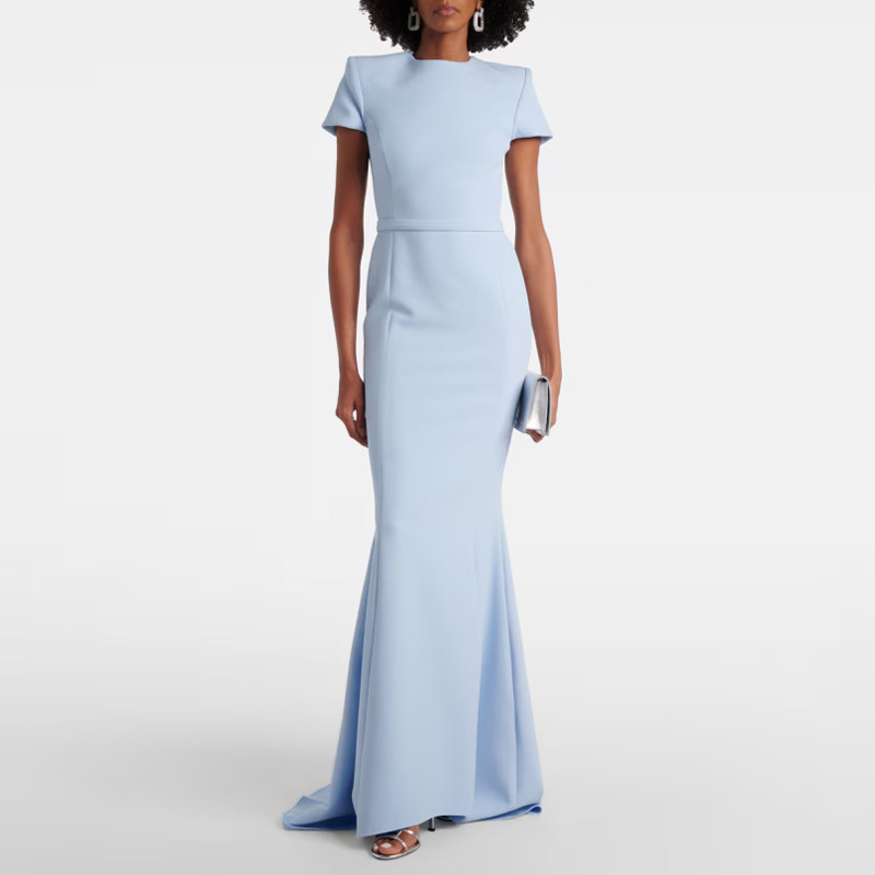 天蓝色晚礼服短裙鱼尾长裙高级质感2026新款高级质感妈妈宴会高档