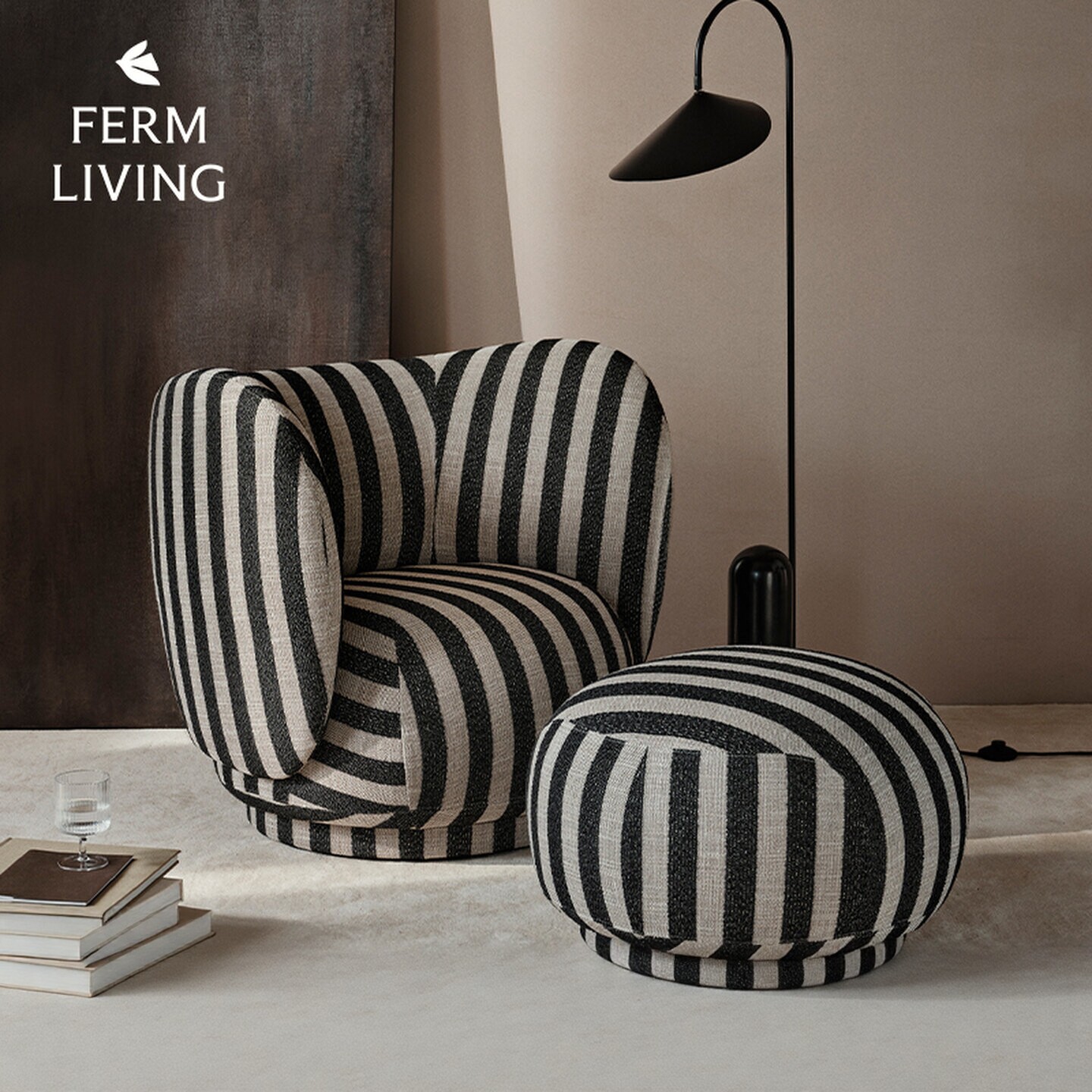 Ferm LIVING Rico羊毛混纺单人休闲沙发单椅脚凳北欧休闲