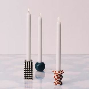Serax LES陶瓷绿色烛台餐桌氛围感蜡烛台座底座棋牌格家居摆件礼