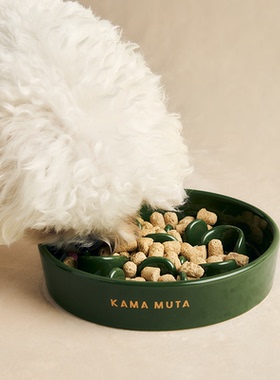 KAMA MUTA 慢食碗中小型犬猫缓食宠物饭碗防打翻狗食盆陶瓷狗碗