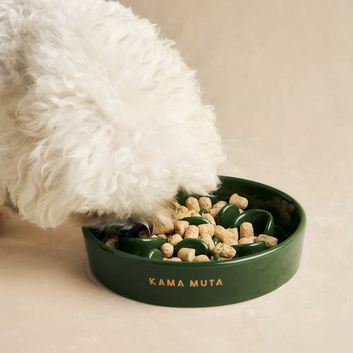 KAMA MUTA 慢食碗中小型犬猫缓食宠物饭碗防打翻狗食盆陶瓷狗碗
