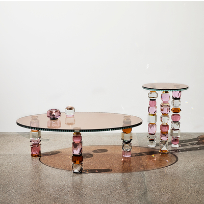 Reflections Copenhagen 彩色水晶玻璃手工切割茶几咖啡桌边桌