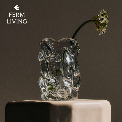 Ferm Living Virelle玻璃花瓶客厅卧室透明花器插花水养摆件