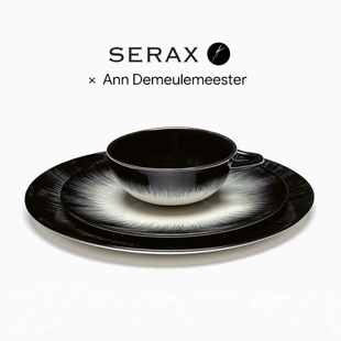 比利时Serax Ann Demeulemeester浓缩咖啡杯子碟陶瓷暗黑色拉花杯