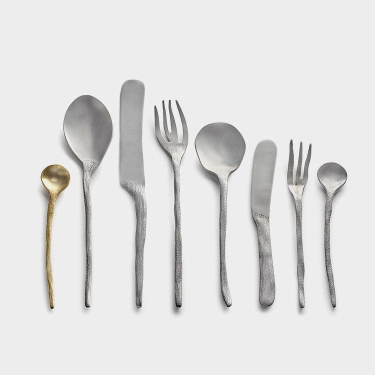 Serax Flora设计师款不锈钢石洗银刀叉餐具 蛋糕叉餐勺甜品勺套装