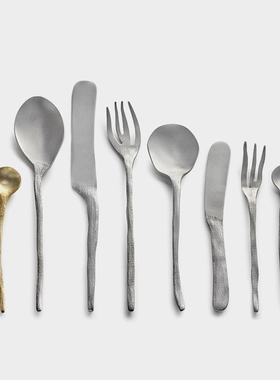 Serax Flora设计师款不锈钢石洗银刀叉餐具 蛋糕叉餐勺甜品勺套装