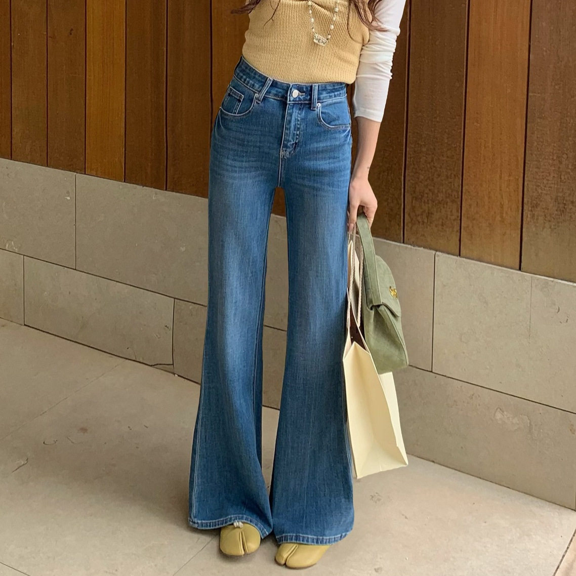 26年春TOP欧制广州十三行韩简约四季超模大长腿喇叭裤牛仔裤61671,女装/女士精品,牛仔裤,淘宝优惠券,粉丝福利购,淘宝优惠卷