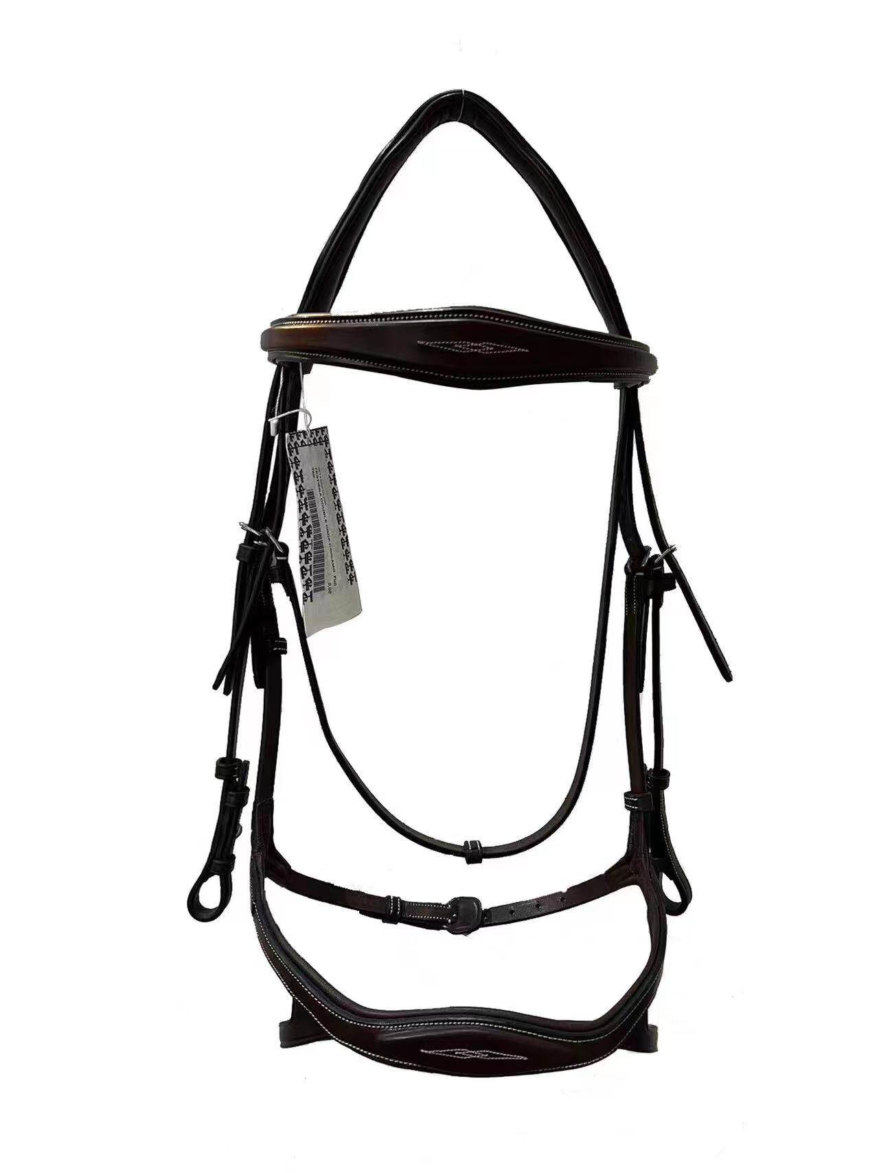 意大利prestige 纯牛皮 棕色 水勒 人马合一进口马具