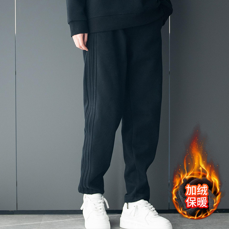 重磅卫裤男士春秋冬季2025新款宽松直筒加绒加厚长裤子休闲运动裤
