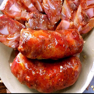 四川乐山沐川特产三木川自制农家土猪柴火烟熏排骨香肠500g包邮