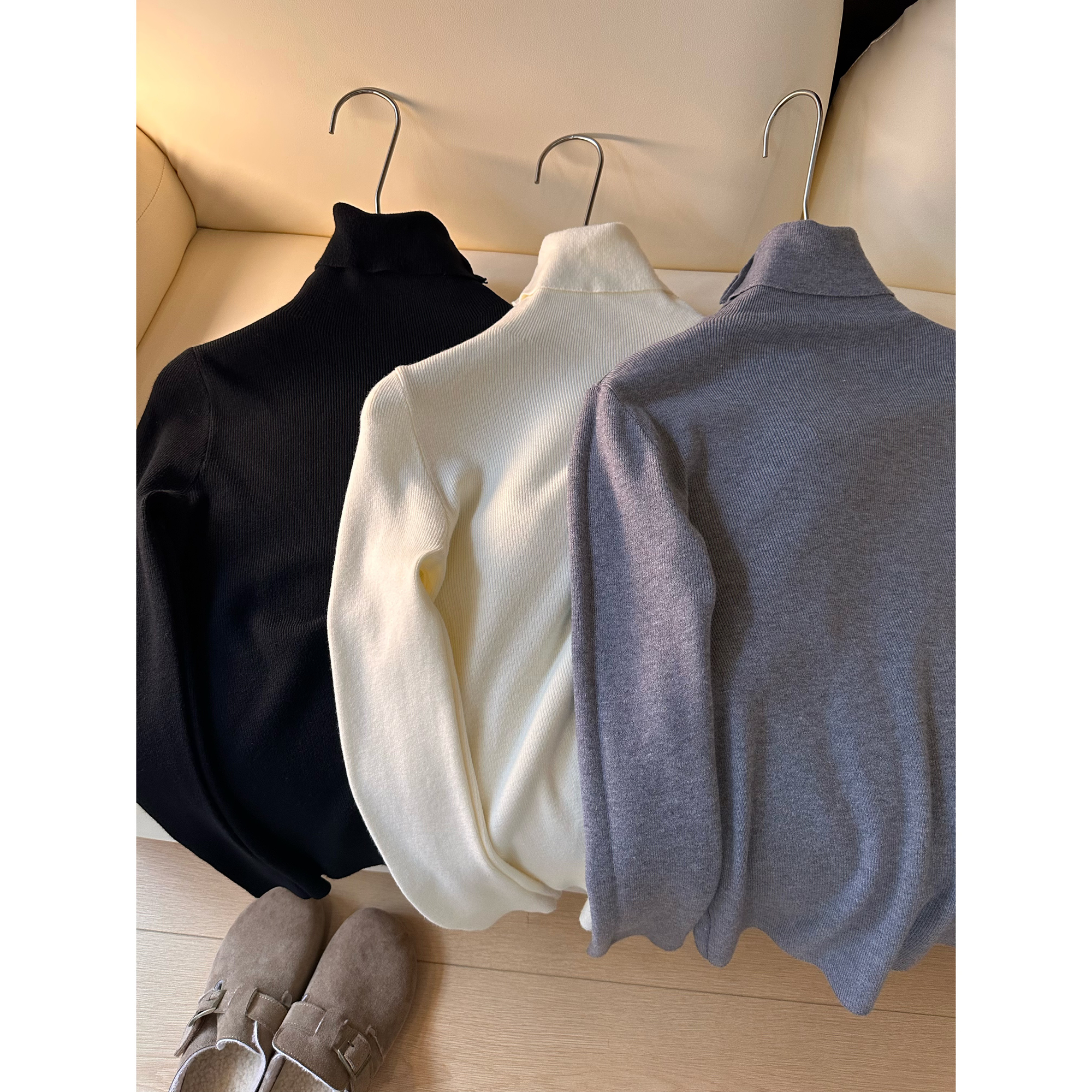 J25极简风高领针织衫女秋冬季高弹力长袖打底衫显瘦内搭保暖上衣