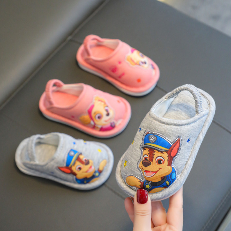 夏女1-3岁4防滑软底婴幼儿室内家居汪汪队宝宝棉布拖鞋儿童男女童