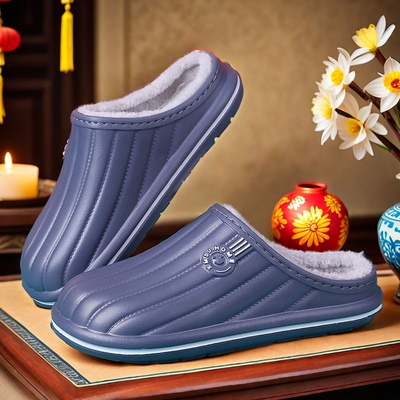 棉拖鞋冬季纯色外穿防水防滑厚底