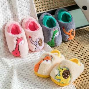 儿童棉拖鞋新款居家厚底防滑保暖加厚加绒男童女童松紧带卡通棉鞋