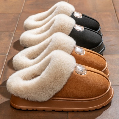棉鞋女款防水毛毛鞋冬季室内外穿
