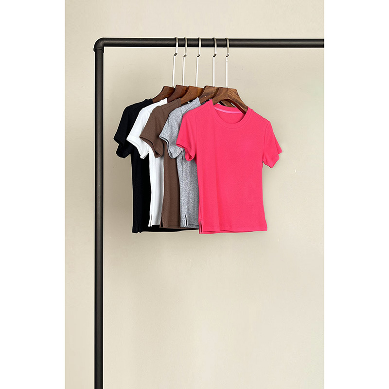 简约拼接短袖面修身女薄