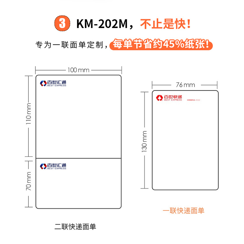快麦KM202M快递打单机一联单快递单电子面单不干胶标签热敏打印u.