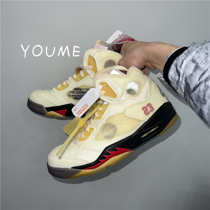 off-white x air jordan 5 aj5 ow联名 米白蝉翼 白帆 dh8565-100