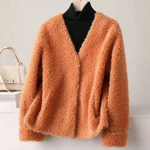 羊羔毛皮草外套女2025秋冬新款爆款特价清仓短款羊毛混纺女士大衣