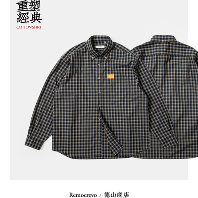 REMOCREVO Oxford Shirts 细格子衬衫 春秋轻舒百搭通勤男士衬衫