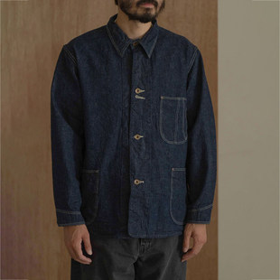 orSlow 9oz古董织机窄幅丹宁织法毛感还原40 年代月桂扣 工装外套