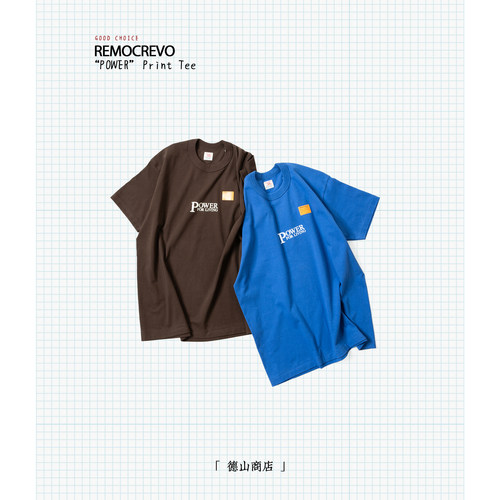 REMOCREVO “ POWER”Print Tee复古印花圆筒纯棉短袖Tee恤